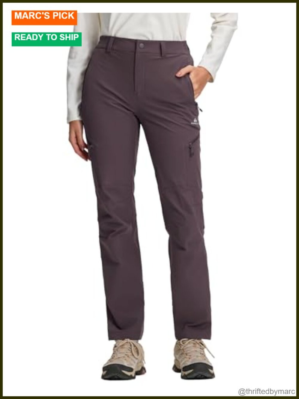 Women's Hiking Cargo Pants Water Resistant Ripstop Quick Dry with 4 Zip Pockets